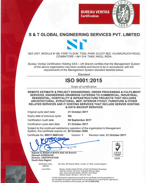 ISO 9001 2015 QMS Certificate S T