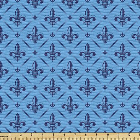 Fleur De Lis Fabric By The Yard Diagonal Lines Rectangle Frames