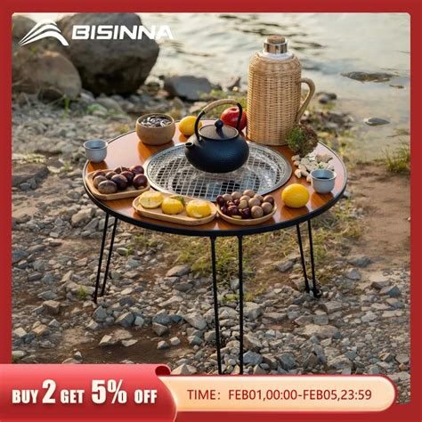 Bisinna Folding Barbecue Round Table Stove Portable Camping Bbq