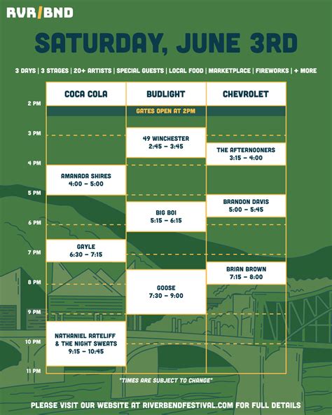 Riverbend Releases Daily Schedule Other Announcements Wdef