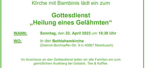 Kirche Mit Bambinis Sonntag 23 April 15 30 Uhr Bethlehemkirche