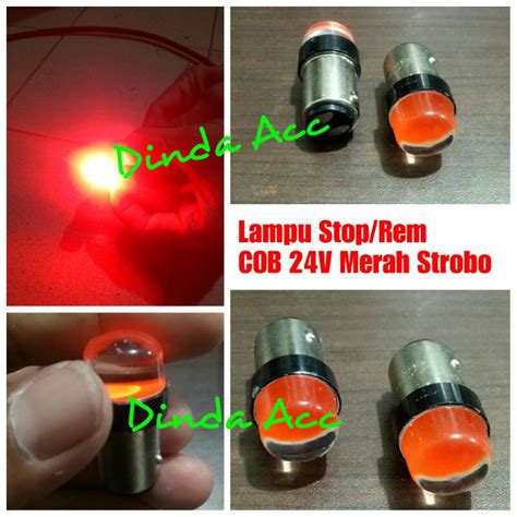 Jual Lampu Stop Rem Led Cob V Bus Dan Truck Merah Stobo Shopee