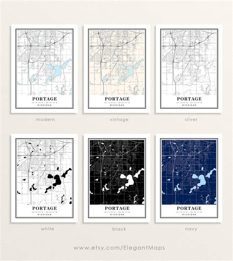 Portage Michigan Map Portage MI Map Portage City Map - Etsy