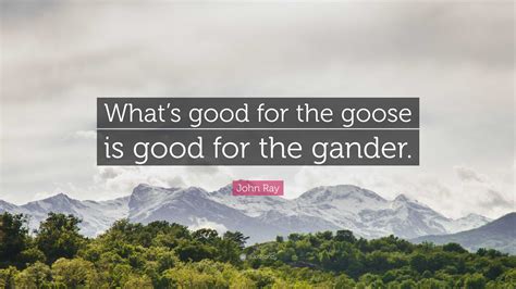 John Ray Quote: “What’s good for the goose is good for the gander.”