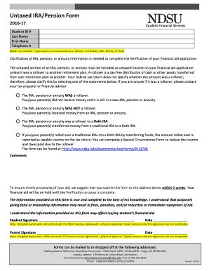 Fillable Online Ndsu Untaxed Ira Pension Form Fax Email Print