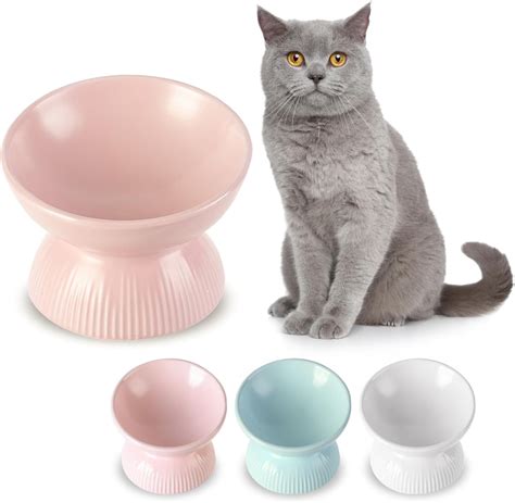 3pcs Raised Cat Bowl Elevated Cat Bowls With Stand Tilted Anti Vomit