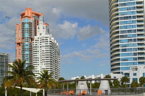 Apartment Complexes South Pointe Park South Beach Florida Stock Photos