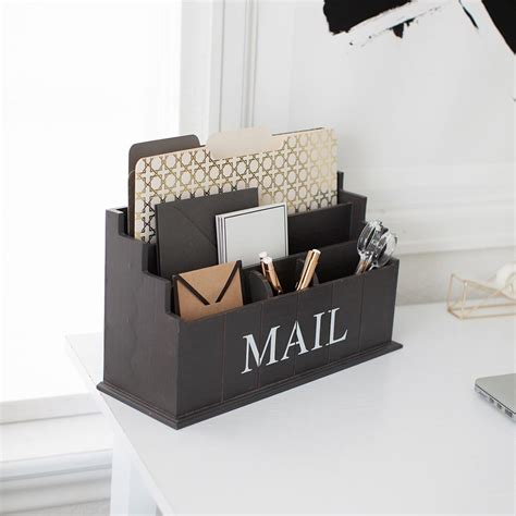 Espresso Brown Wooden Mail Organizer 3 Tier Blu Monaco