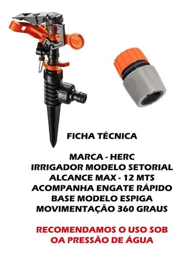 Irrigador Aspersor Setorial P Horta Jardim C Engate