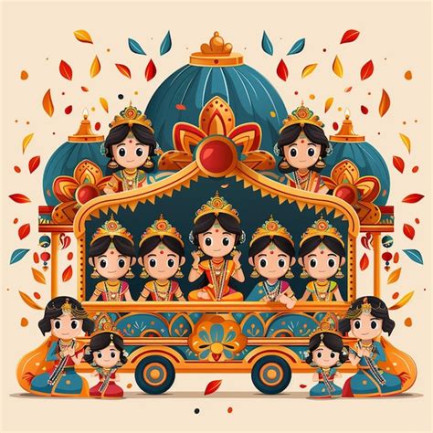 Premium Photo Rath Yatra Celebration Poster In Indian Cartoon Style