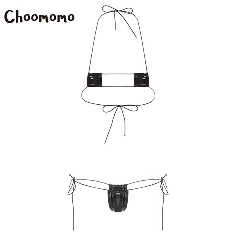 Womens Micro Bikini Halter Neck Triangle Bra With Mini Tie Side Panty 2 Piece Swimsuit Extreme