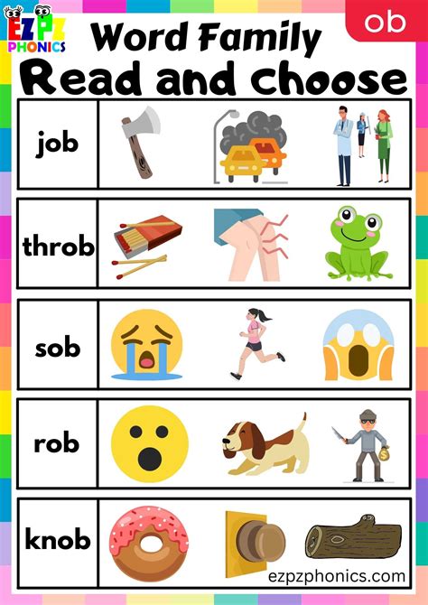 OB Words Read And Choose Phonics Word Families Worksheet - ezpzphonics.com