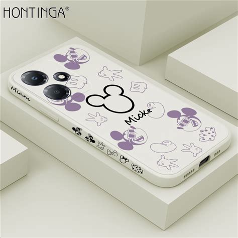 Hontinga For Infinix Hot Play Back Cover Cartoon Mouse Side Design Phone Case Square Soft