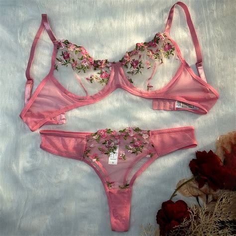 Women Lingerie Set Sexy Exotic See Through Bra And Panty Sets Embroidery Floral Ropa Intima De