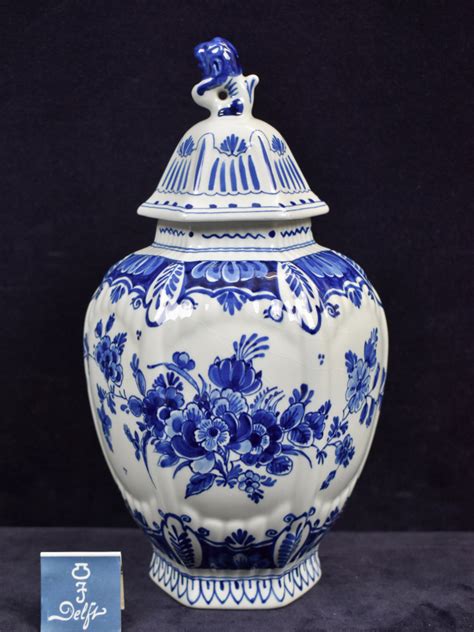 Dutch Blue White Royal Delft Hand Painted Lidded Jar Royal