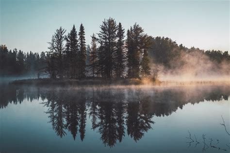 Wooded Lake Island Water Reflection Coveros