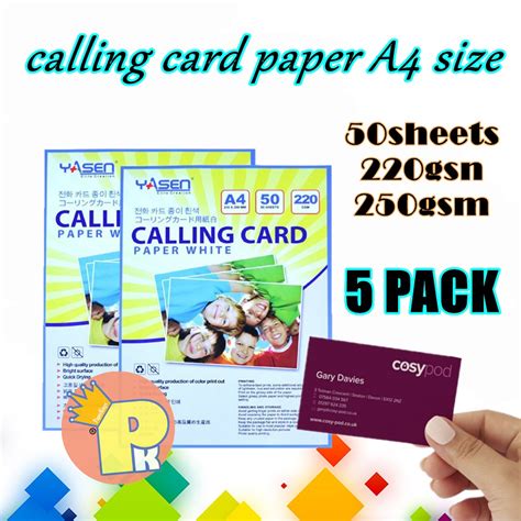 Pack Yasen Calling Card Paper Gsm Gsm A White Double Sided