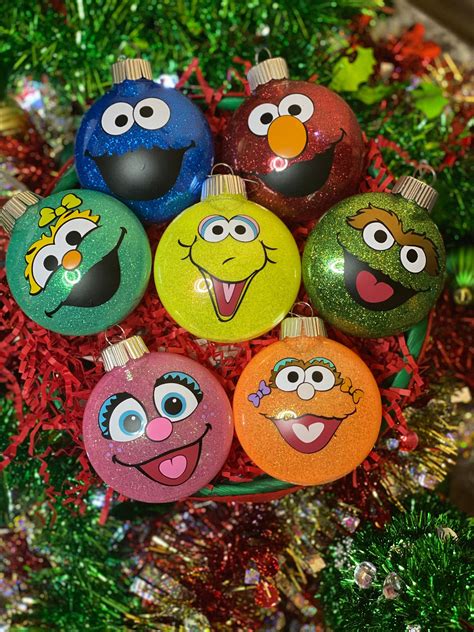 Custom Sesame Street Inspired Christmas Ornament Set Etsy Disney