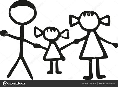 Familia de Stickman hija de papá mamá Vector de stock 139311438