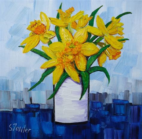 Bright Daffodils 25 X 25cm SOLD Sheila Fowler Art