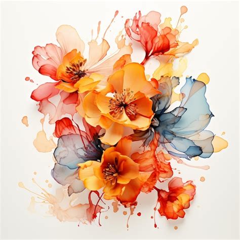 Premium Photo A Vector Watercolor Flowers On White Background