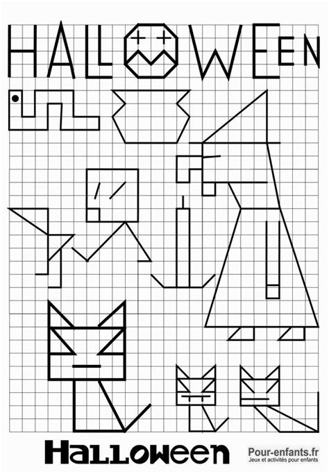 Coloriage Halloween Sur Quadrillage Reproduction Halloween En Mots