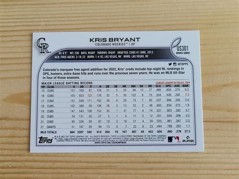 Kris Bryant 2022 Topps Photo 攝影變異sp 短圖us301 底片兵 Pchomeusa 海外代購