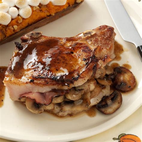 Stuffed Pork Chops With Sherry Sauce Recipe Taste Of Home