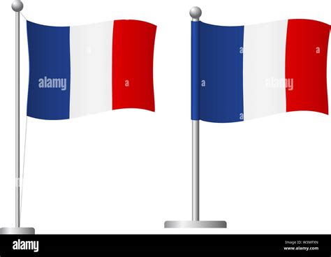 France Flag On Pole Metal Flagpole National Flag Of France Vector