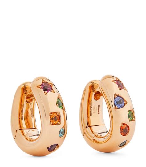 Pomellato Rose Gold And Multicoloured Gemstone Iconica Earrings Blue
