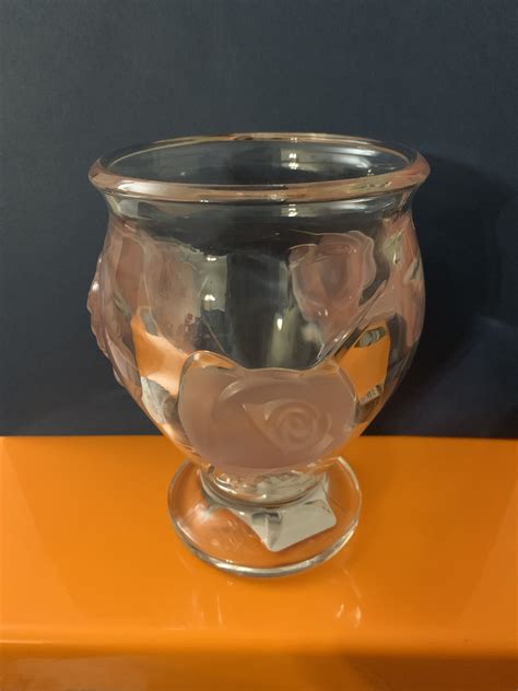Raised Pink Rose Glass Vase Etsy