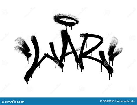 Sprayed War Font Graffiti With Overspray In Black Over White Vector