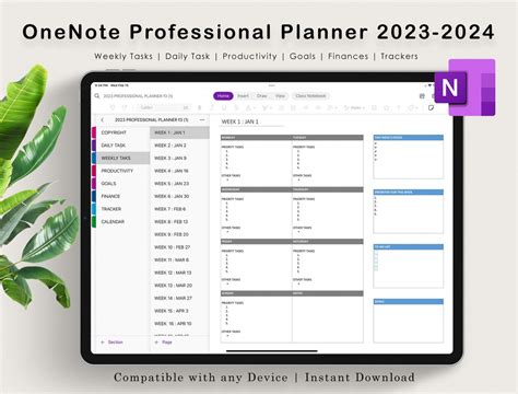 Onenote Digital Planner Onenote Template Project Planner Onenote