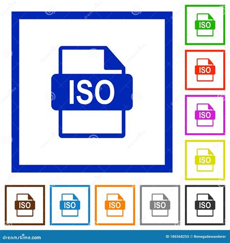 Iso Bestandsindeling Platte Ingevulde Pictogrammen Vector Illustratie