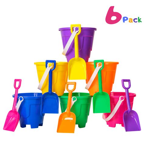 Joyx 6 Sets Sand Buckets With Shovels For Kids Beach Pails Beach