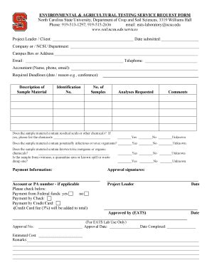 Fillable Online Soil Ncsu Eats Analytical Request Form Crop And Soil