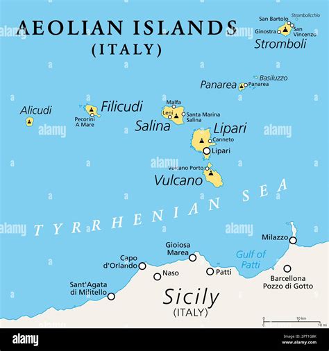 Aeolian Islands Italia Political Map Volcanic Archipelago In The