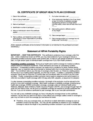 Ol Certificate Of Group Health Plan Coverage Fill And Sign Printable