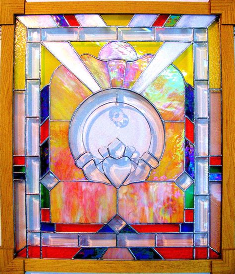 Irish Claddagh Original Stained Glass Panel Glass Art By Cheryl Brumfield Knox