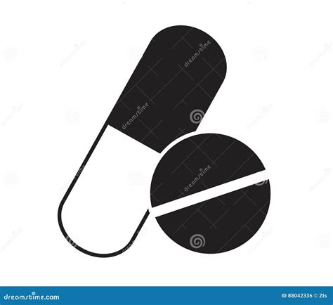 Black And White Pills Icon Vector Isolated In White Background Stock