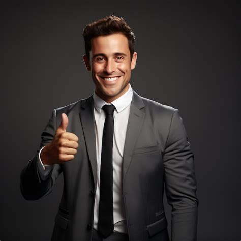 Premium Photo | Businessman in suit and tie giving thumbs up