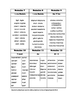 Liste Orthographique 6E Année Ma Liste Orthographique Pdf