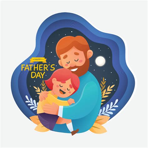 Father Hugging Daughter On The Night Sky 2379481 Vector Art At Vecteezy