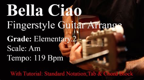 Bella Ciao Fingerstyle Lesson Tutorial Standard Notation Tab