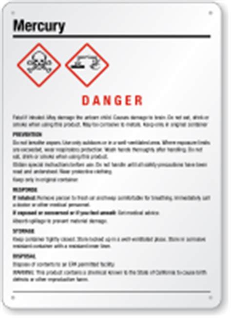 Mercury Danger GHS Chemical Sign Fatal If Inhaled SKU GHS 026 S