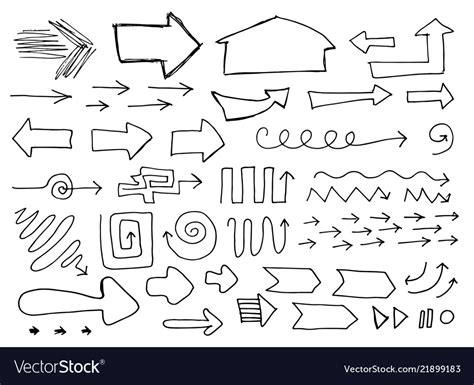 Set Of Hand Drawn Sketchy Arrows Isolated On Vector Image