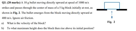 Solved Q Marks A G Bullet Moving Directly Upward Chegg