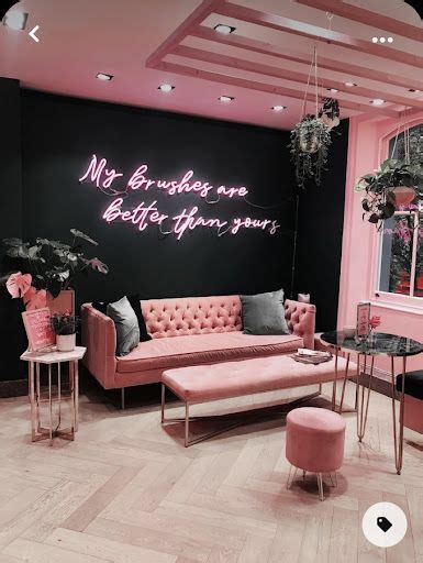 Pink Black Living Room In 2023 Salon Suites Decor Beauty Room