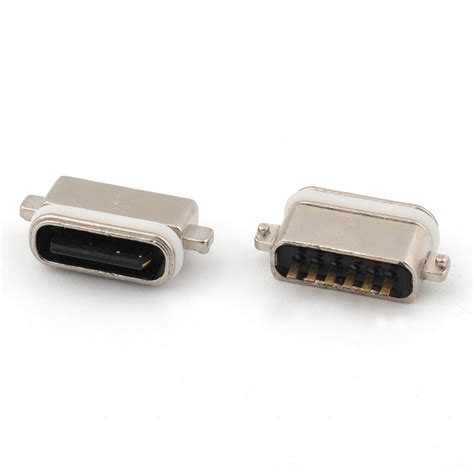 Ip68 Vertical Waterproof Usb 16p Type C Female Connector Smt 180degree