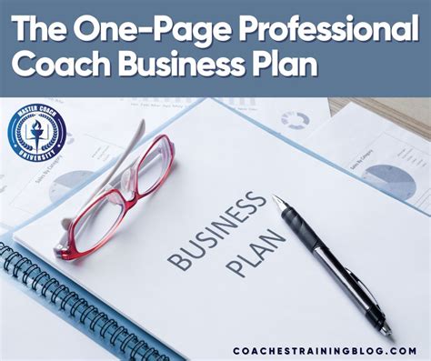 The One Page Professional Coach Business Plan Coaching Business Plan